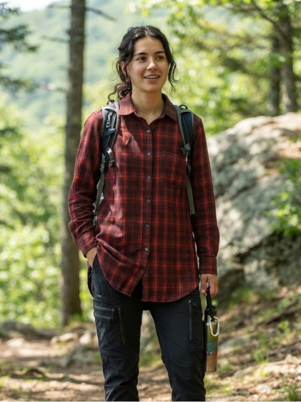 The North Face Red & Burgundy Plaid Button-Down Shirt Size Medium Gorpcore Hike